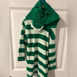 Mini Boden Green & Cream Striped Hooded Crocodile Towel Cover Up 4-5 100 cm